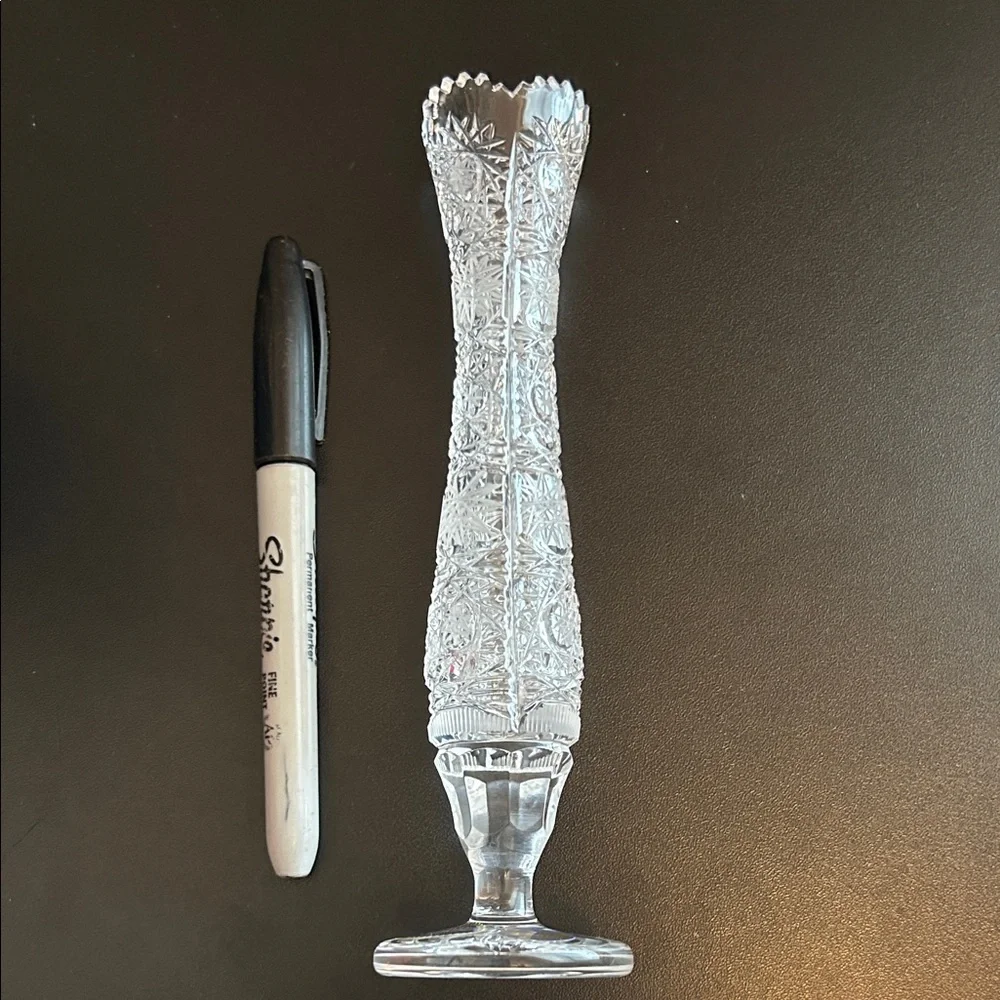 Vintage Bohemian 24% Lead Crystal Bud Vase 7